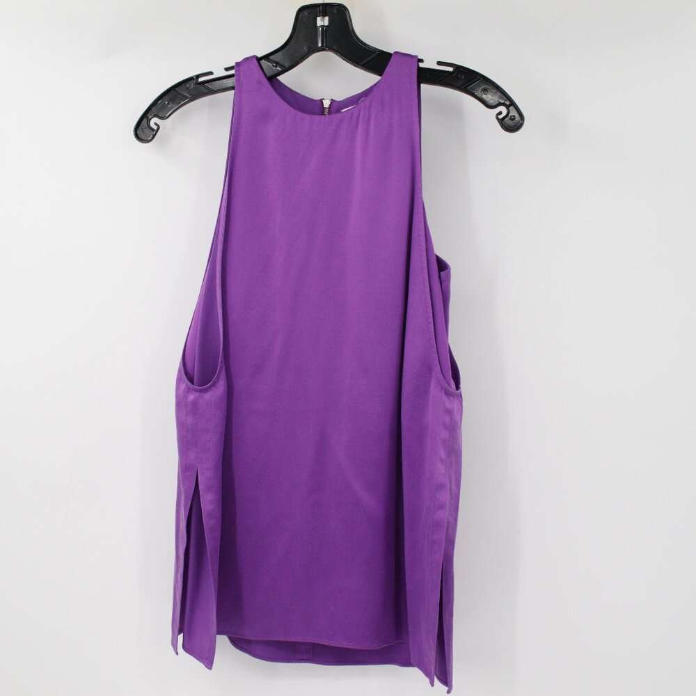 Helmut Lang tank top women P Petite silk sleeveless crew neck purple lined bra
